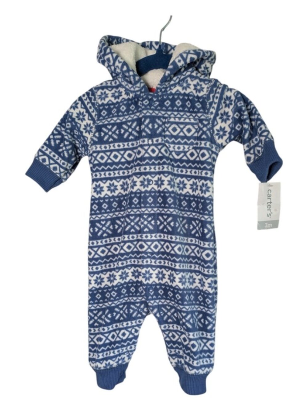 NWT Fair Isle Fleece Hooded Jumpsuit Infant Size 3 Months